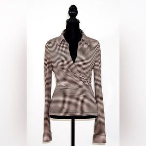 Vintage 90’s BCBG MaxAzria Houndstooth faux wrap top